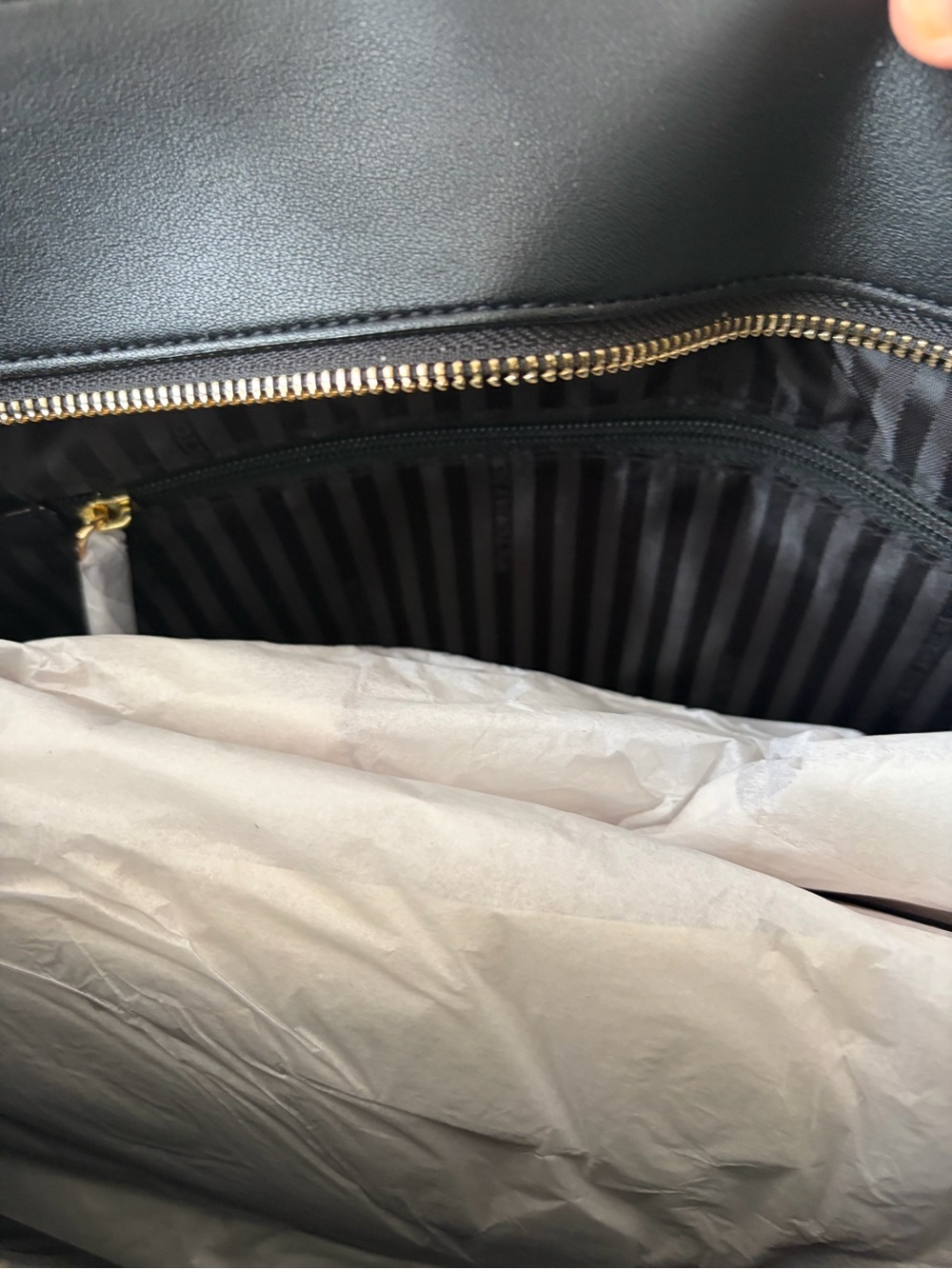 Black Embossed Tote Bag with Gold Accent- Victoria Secret - Picture 7 of 8